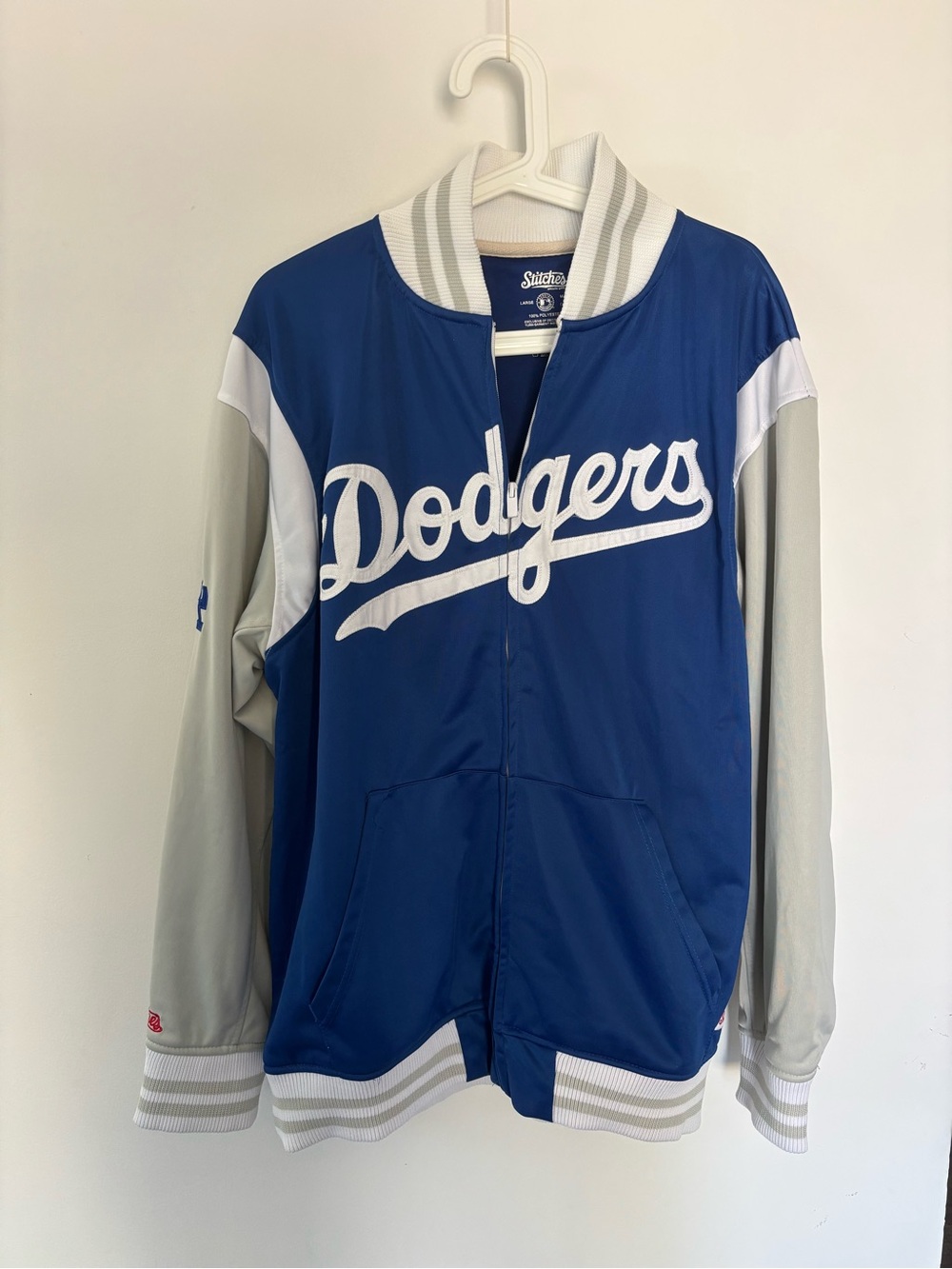 Stitches Dodgers Blue and Gray Bomber Varsity Jacket